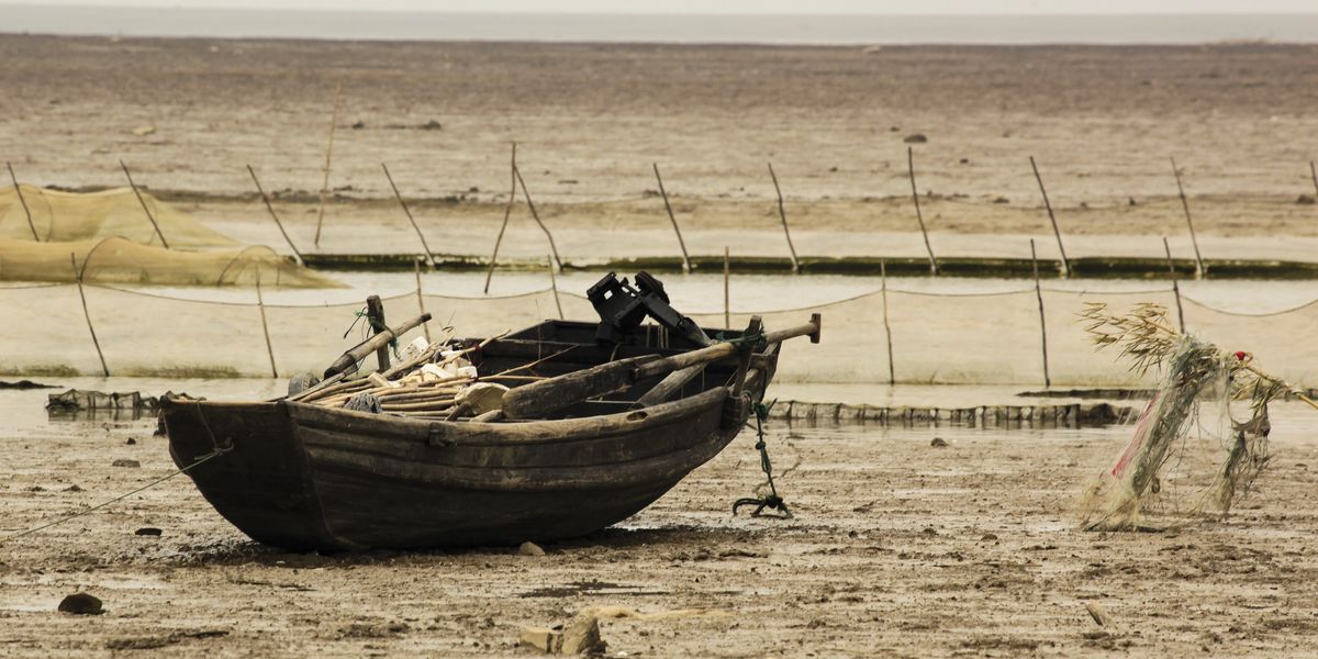 Stranded fishing boat